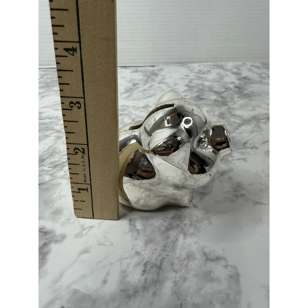 Vintage Japanese Piggy Bank Silver Trinket Smiling Piggy Tarnish Resistant
